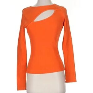 Topshop Bright Orange Asymmetric Long Sleeve Top